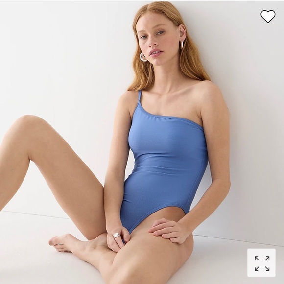 J. Crew Other - JCREW NWT one shoulder cerulean blue ribbed hi cut onepiece swimsuit sz 2